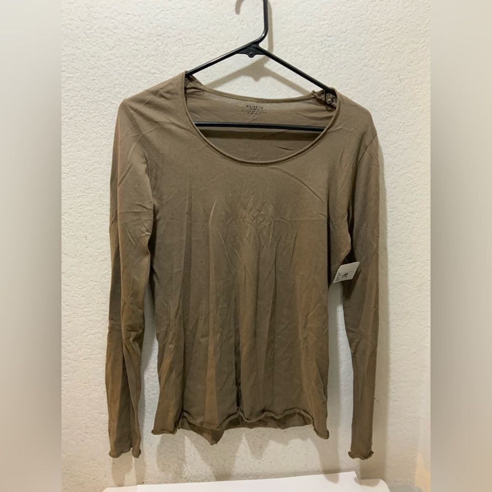 Majestic Paris brown  long sleeve shirt size M